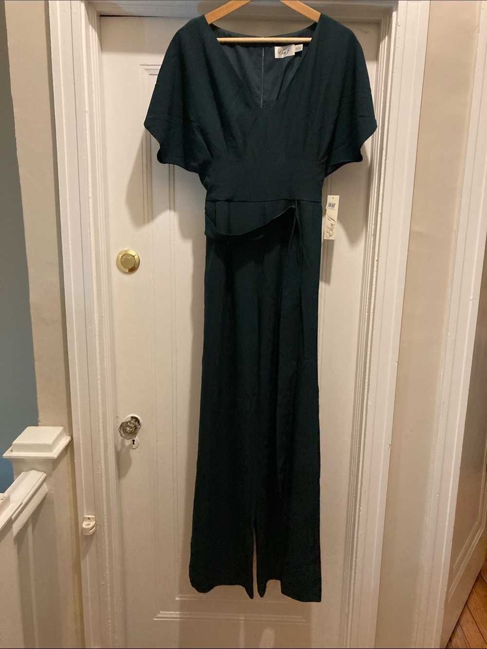 Eliza J Deep Teal V-Neck Wide-Leg Jumpsuit